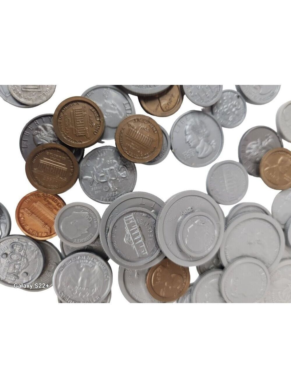Assorted Play Money Coins Lot - Plastic & Metal Look Alike - Picture 4 of 16